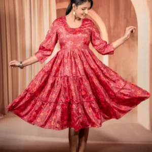 Dusty Purple Flared Single Piece Frock For Women