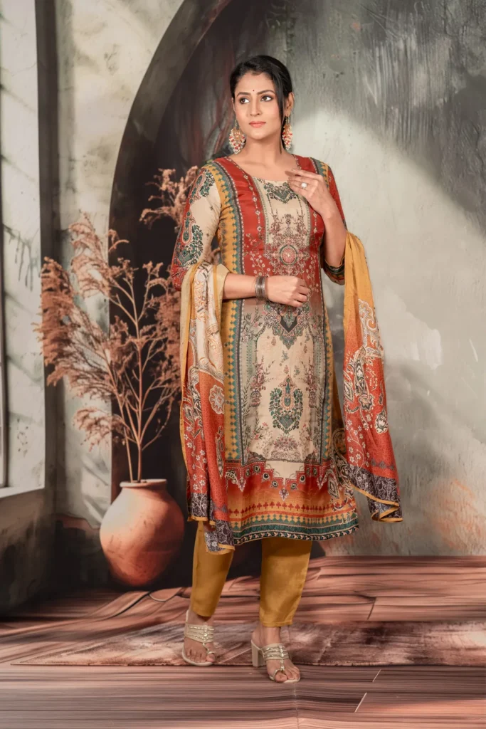 Maroon Soft Silk Pakistani Straight Suit For Women