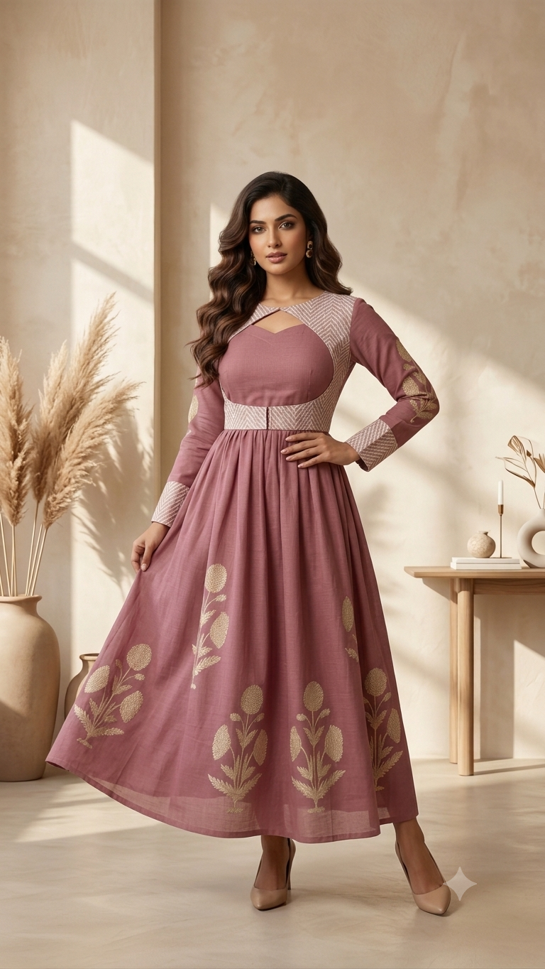 Dusty Rose Designer Anarkali Dress