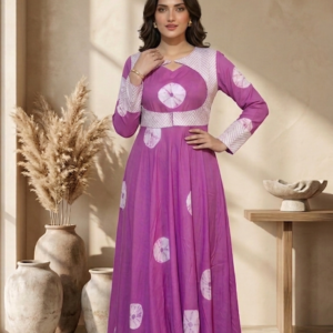 Orchid Purple Printed Designer Anarkali Dress