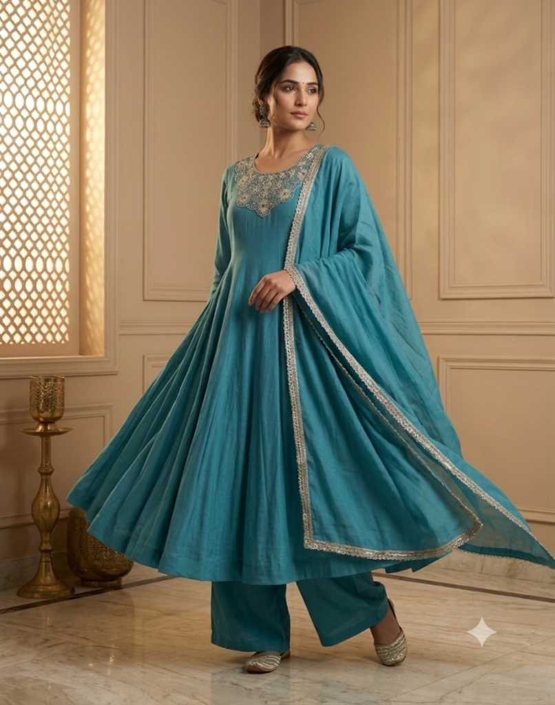 Teal Aura Anarkali