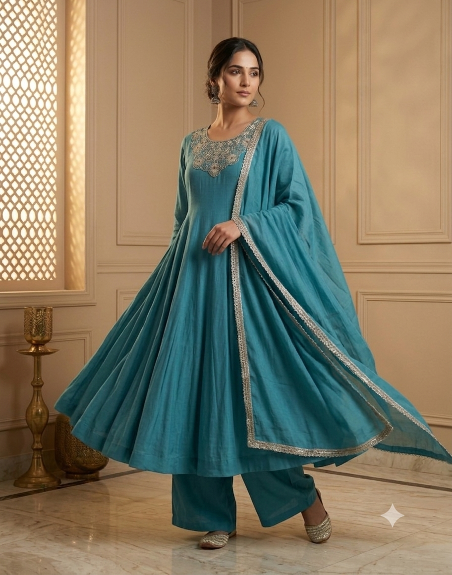 Teal Aura Anarkali