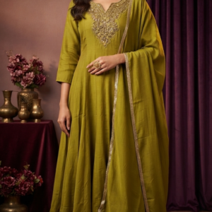 Maharani Olive Green Anarkali
